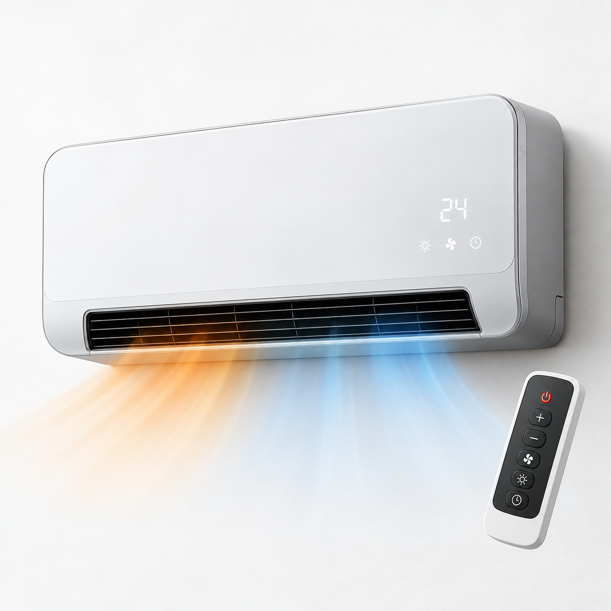 Imagen promocional referencial de ClimaFlow con control remoto