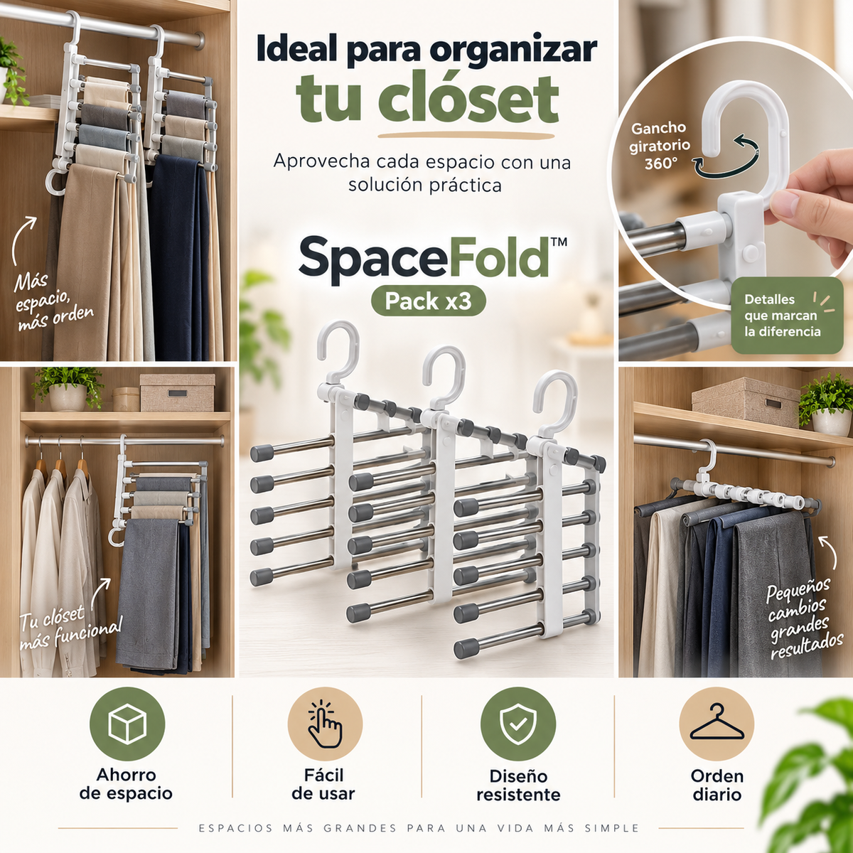 Imagen promocional referencial de SpaceFold para organizar el clóset
