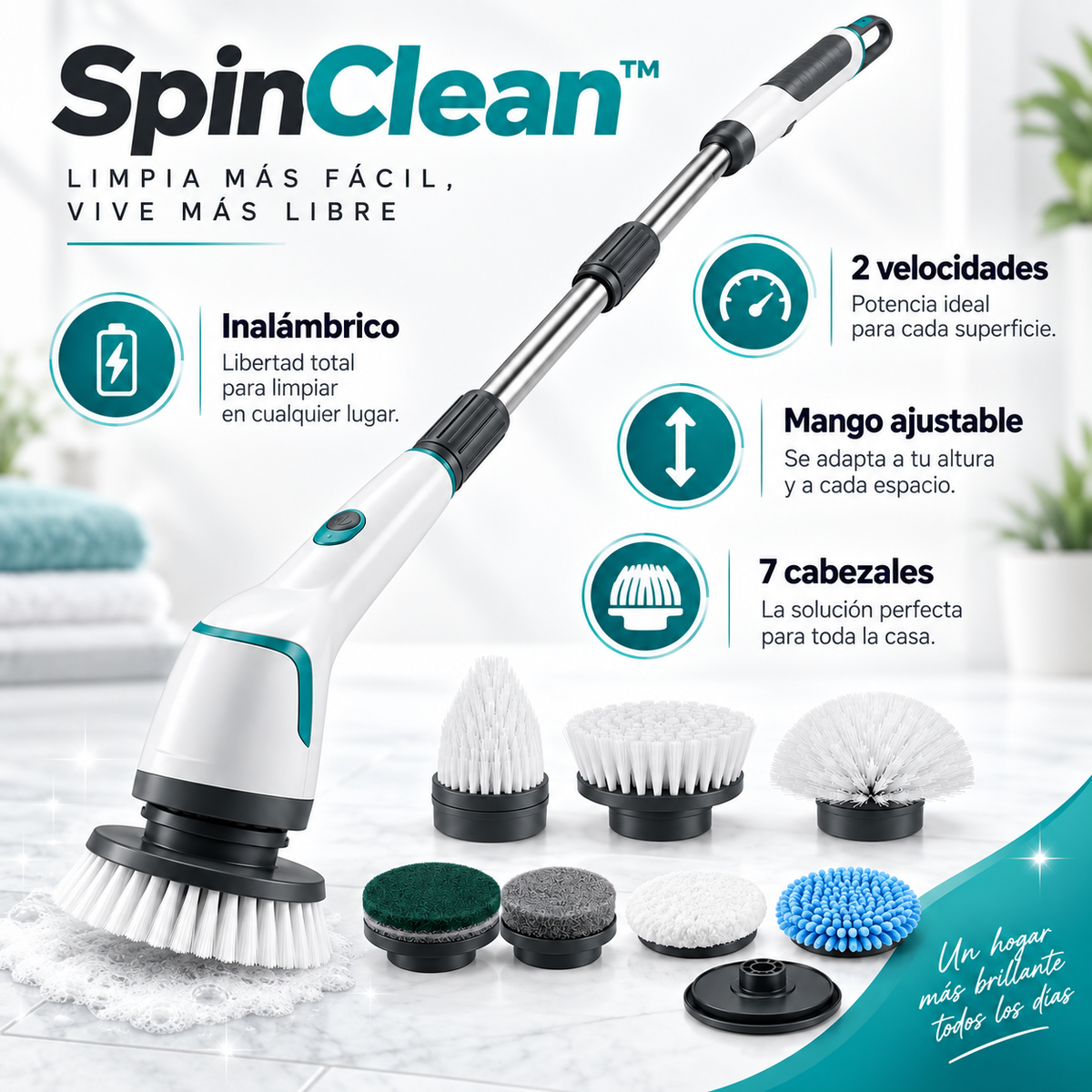 Infografía promocional referencial de características de SpinClean