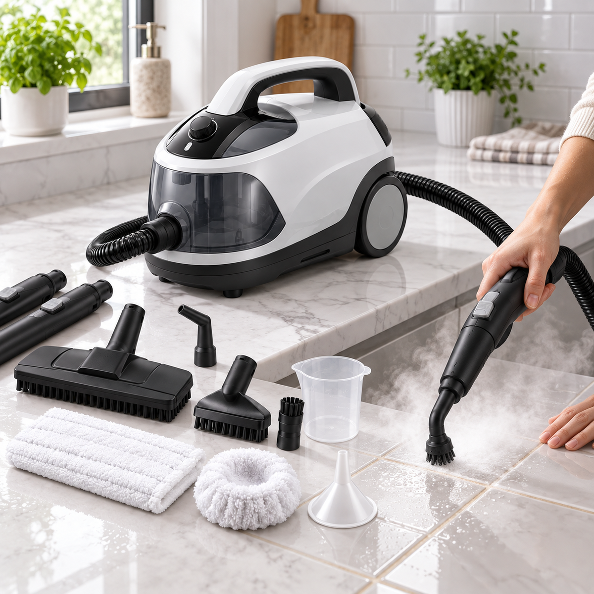 Imagen promocional referencial de SteamClean Pro durante una limpieza