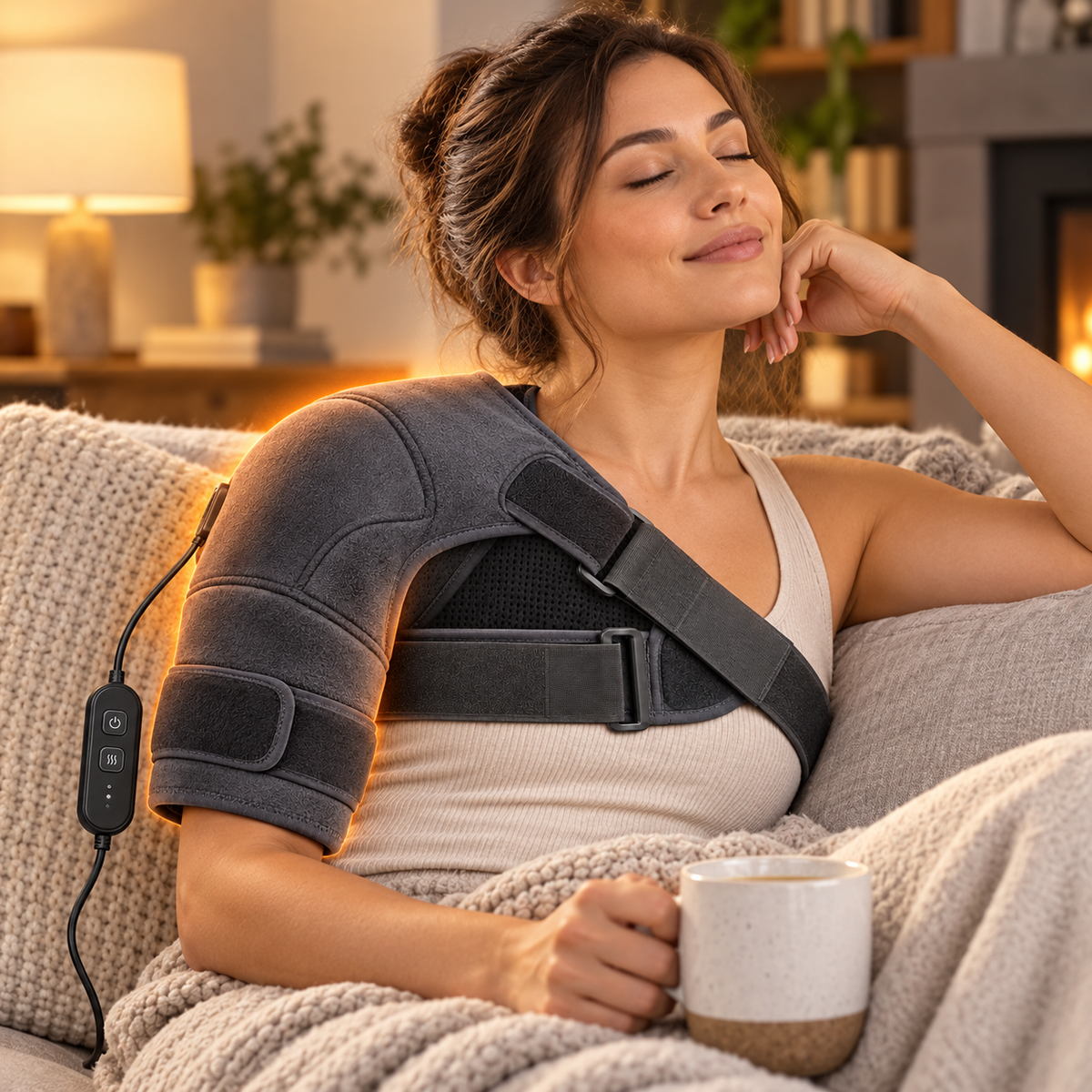 Imagen promocional referencial de ThermaShoulder Pro durante el descanso